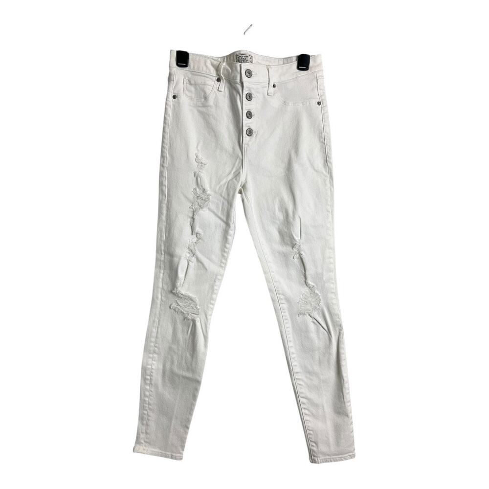 Abercrombie & Fitch Jeans White Denim Simone high Rise Super Skinny 6 28 AF